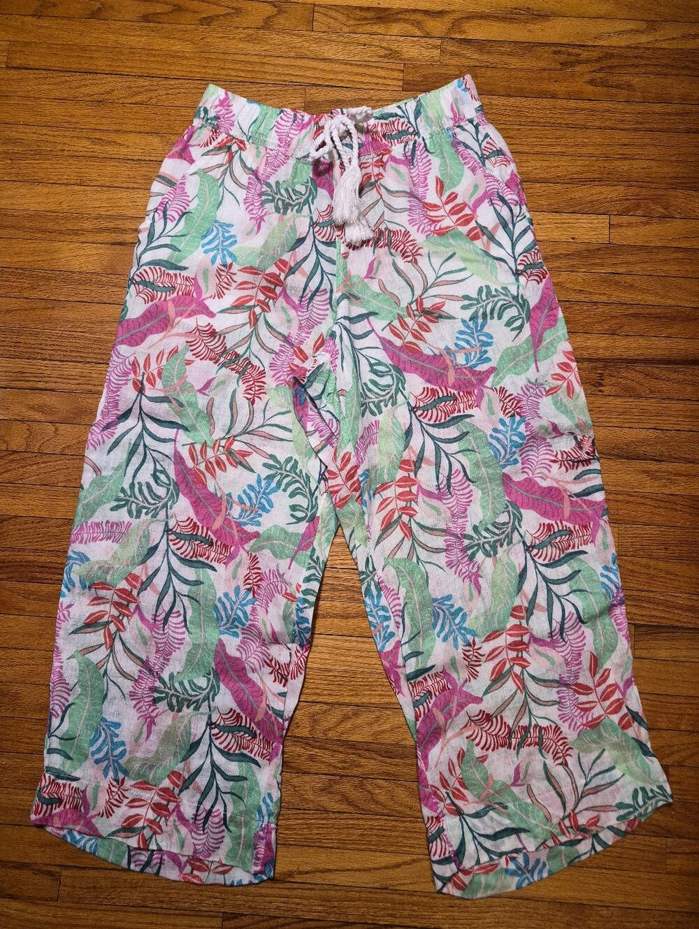 Cynthia Rowley Medium Linen Tropical  Cropped Pants
